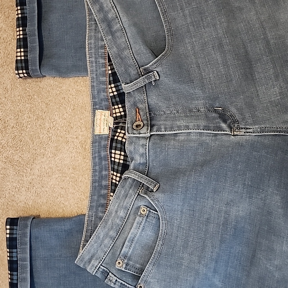 Weatherproof Vintage Women’s Jeans Size 14 34x27 Light Wash Plaid Lined